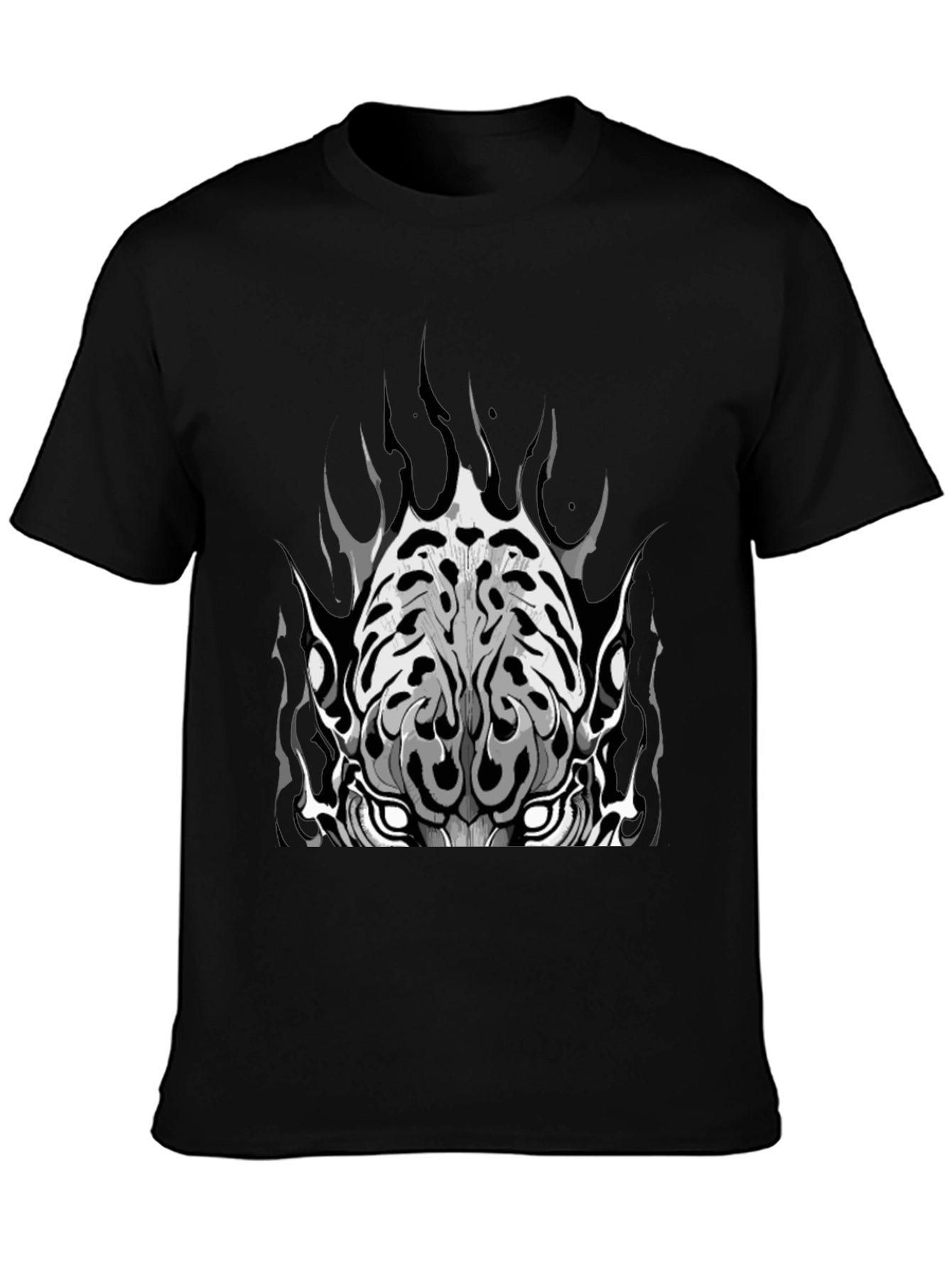 Black Graphic Tee - Tiger Face Design
