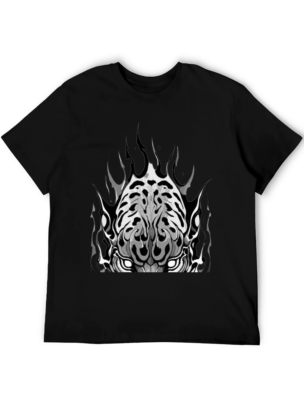Black Graphic Tee - Tiger Face Design