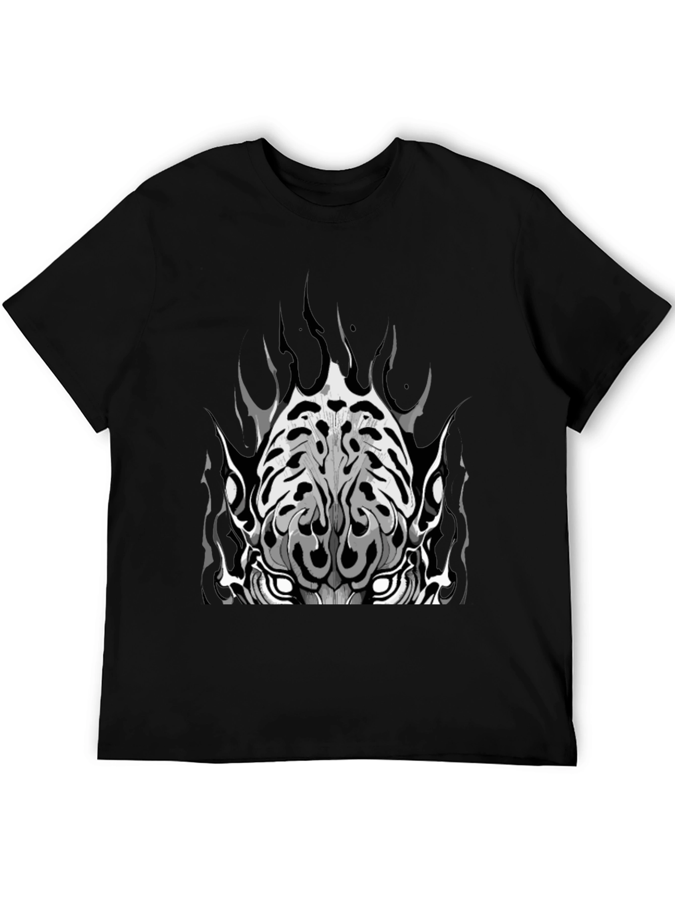 Black Graphic Tee - Tiger Face Design