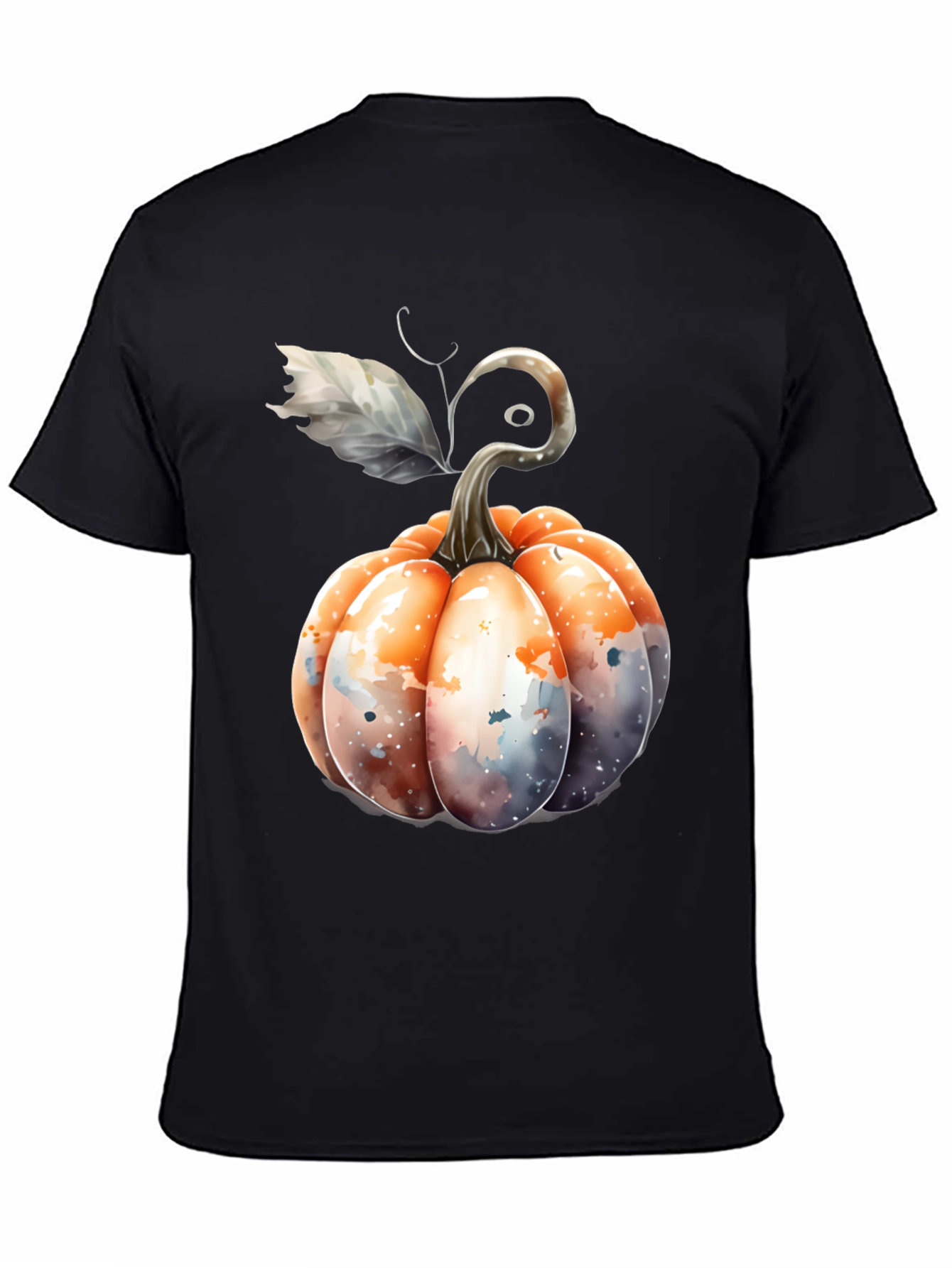 Watercolor Pumpkin Black Tee