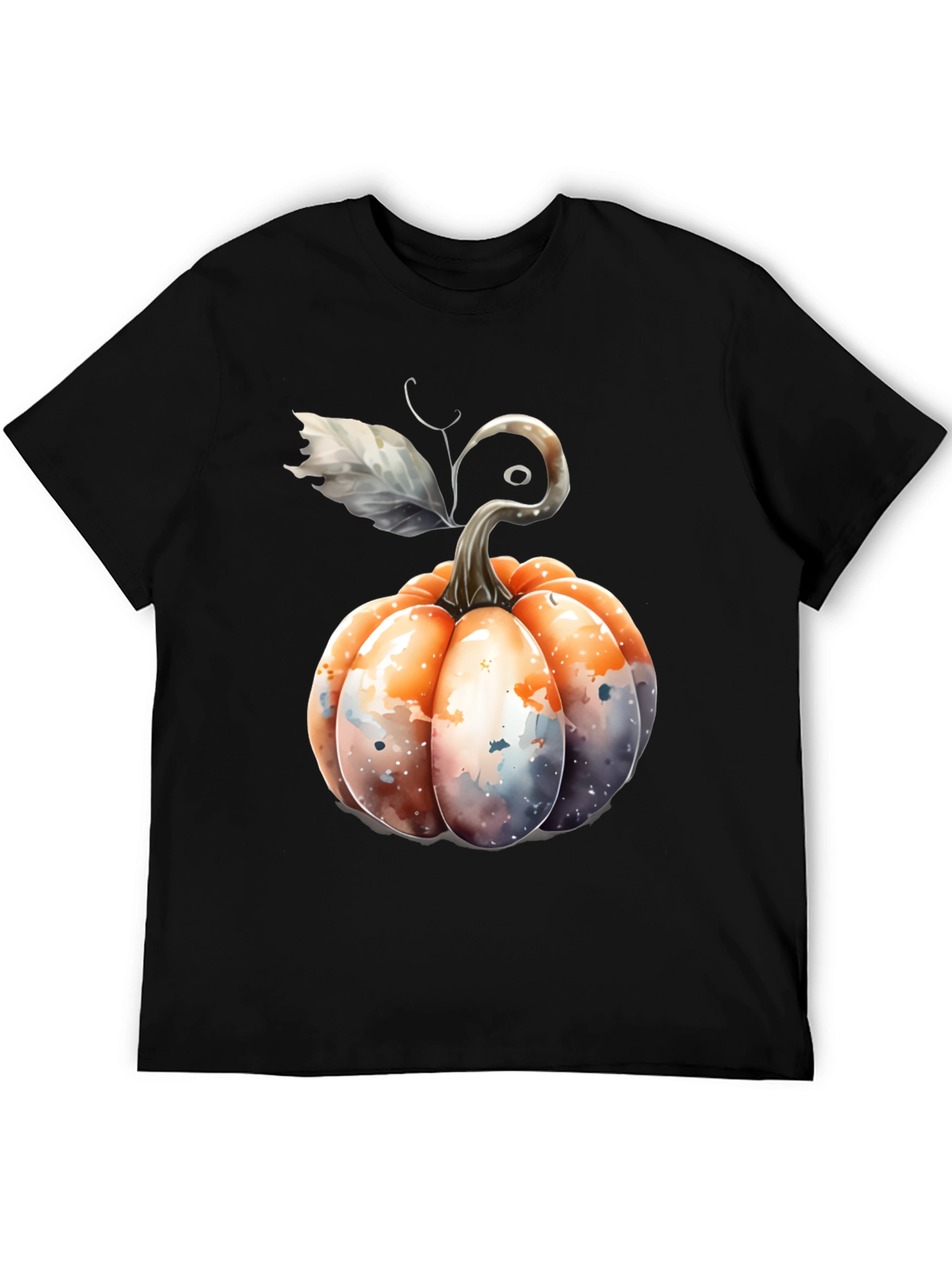 Watercolor Pumpkin Black Tee