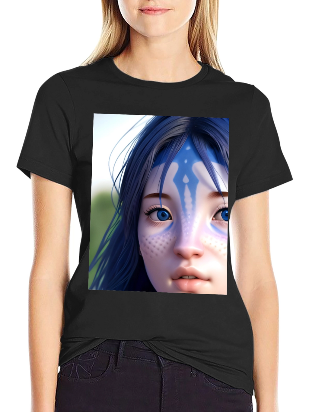 Avatar Character Graphic Tee - Black Cotton Blend Shirt