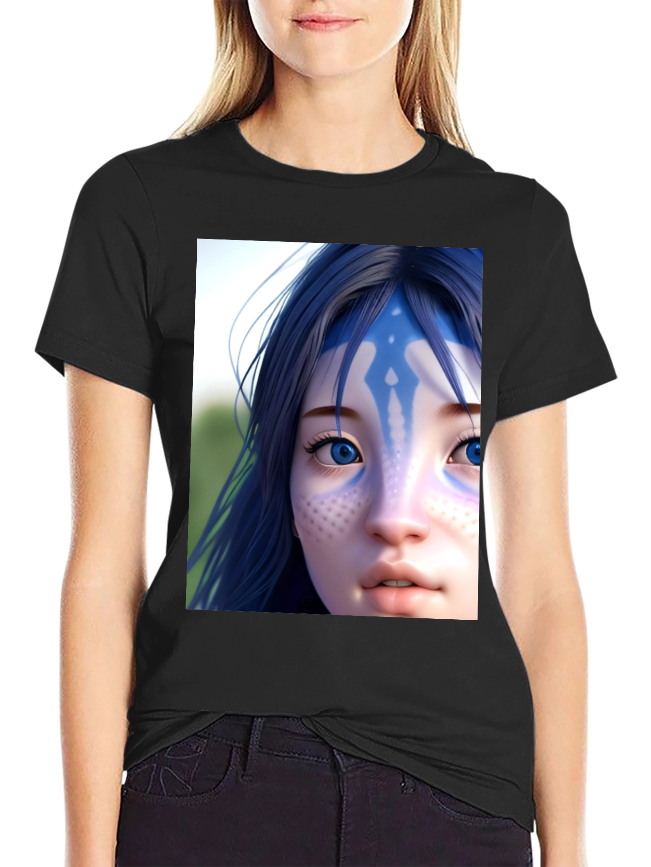 Avatar Character Graphic Tee - Black Cotton Blend Shirt