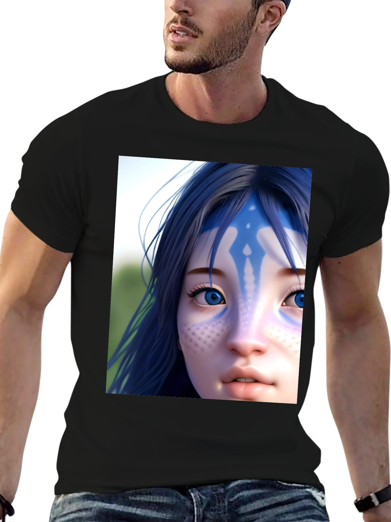 Avatar Character Graphic Tee - Black Cotton Blend Shirt