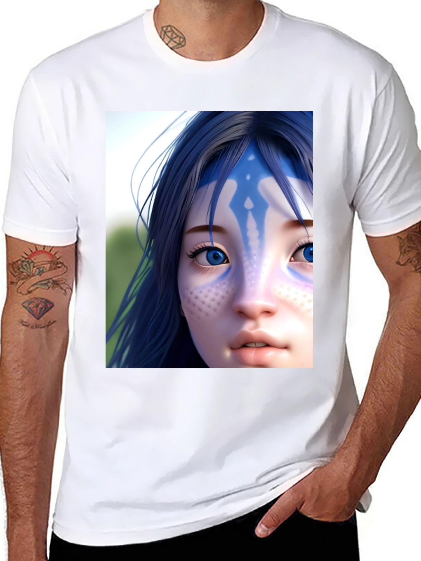 Avatar Character Graphic Tee - Black Cotton Blend Shirt