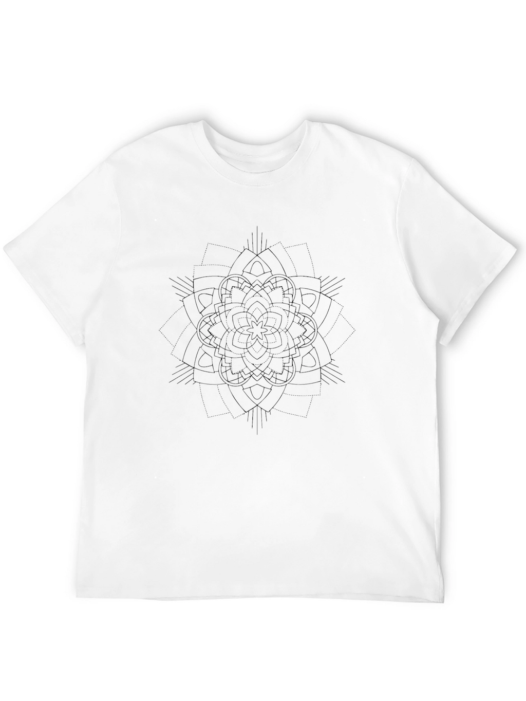 Mens Black Graphic Tee - Subtle Mandala Design