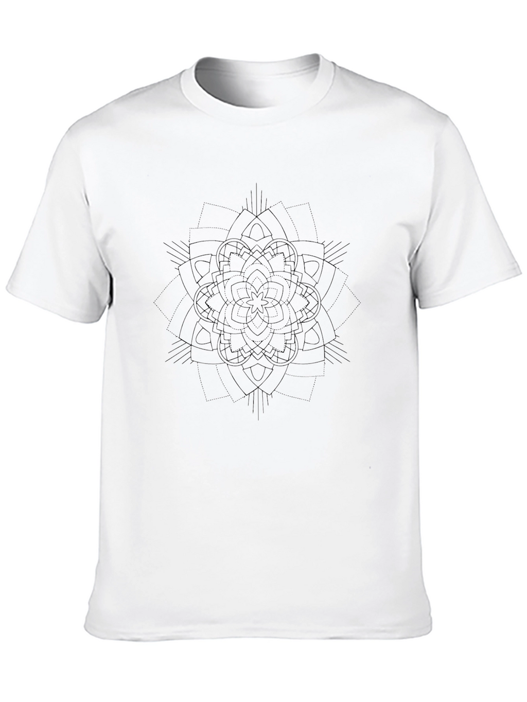 Mens Black Graphic Tee - Subtle Mandala Design