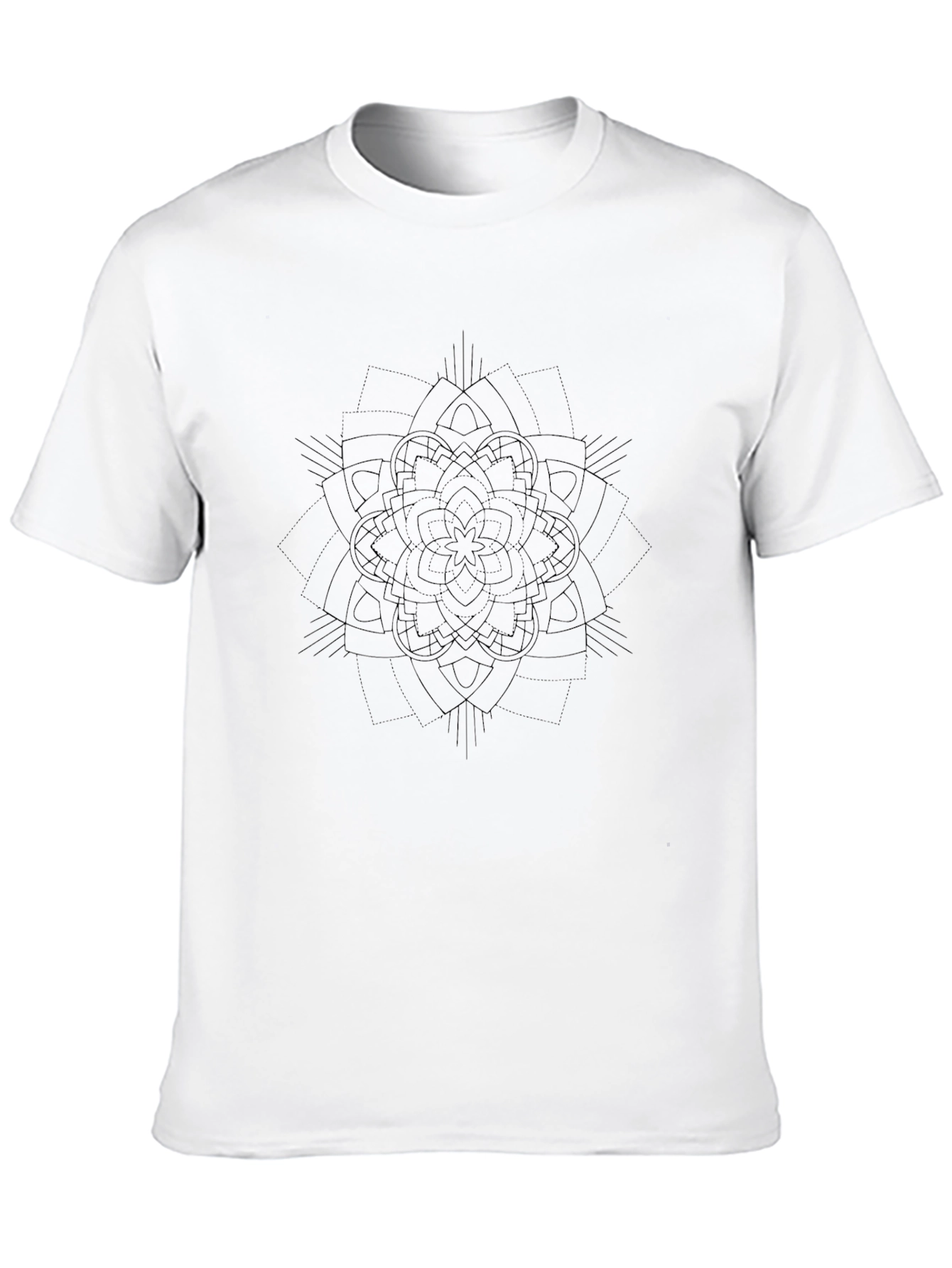 Mens Black Graphic Tee - Subtle Mandala Design