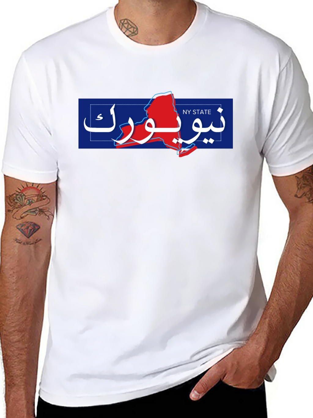 New York State Arabic Text T-Shirt