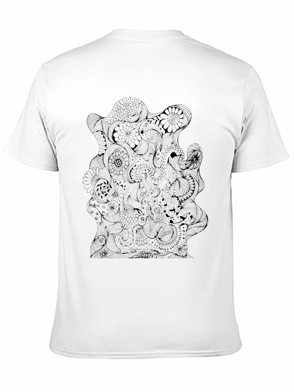 Abstract Floral Mens Black T-Shirt