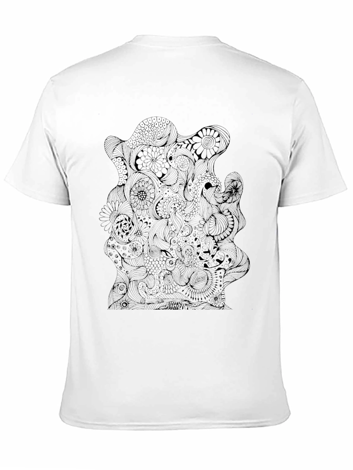 Abstract Floral Mens Black T-Shirt