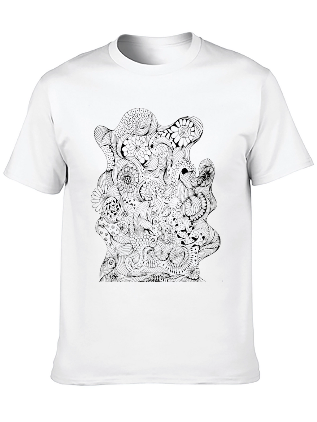 Abstract Floral Mens Black T-Shirt