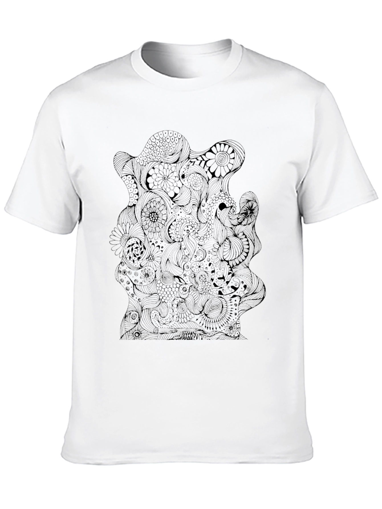 Abstract Floral Mens Black T-Shirt