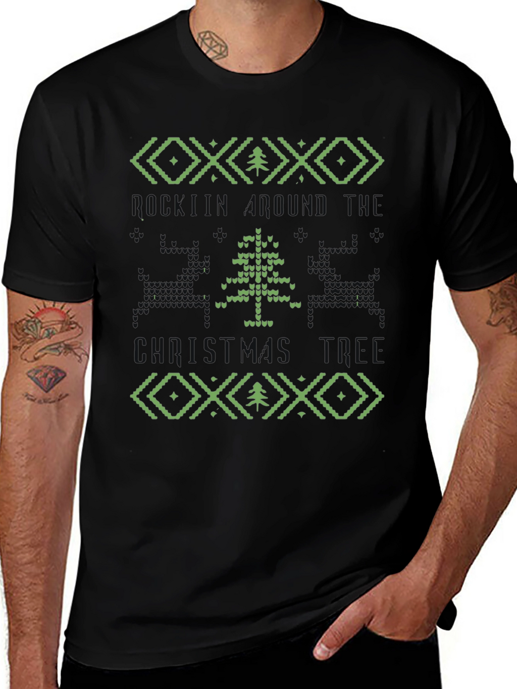 Retro Pixel Holiday Tree T-Shirt