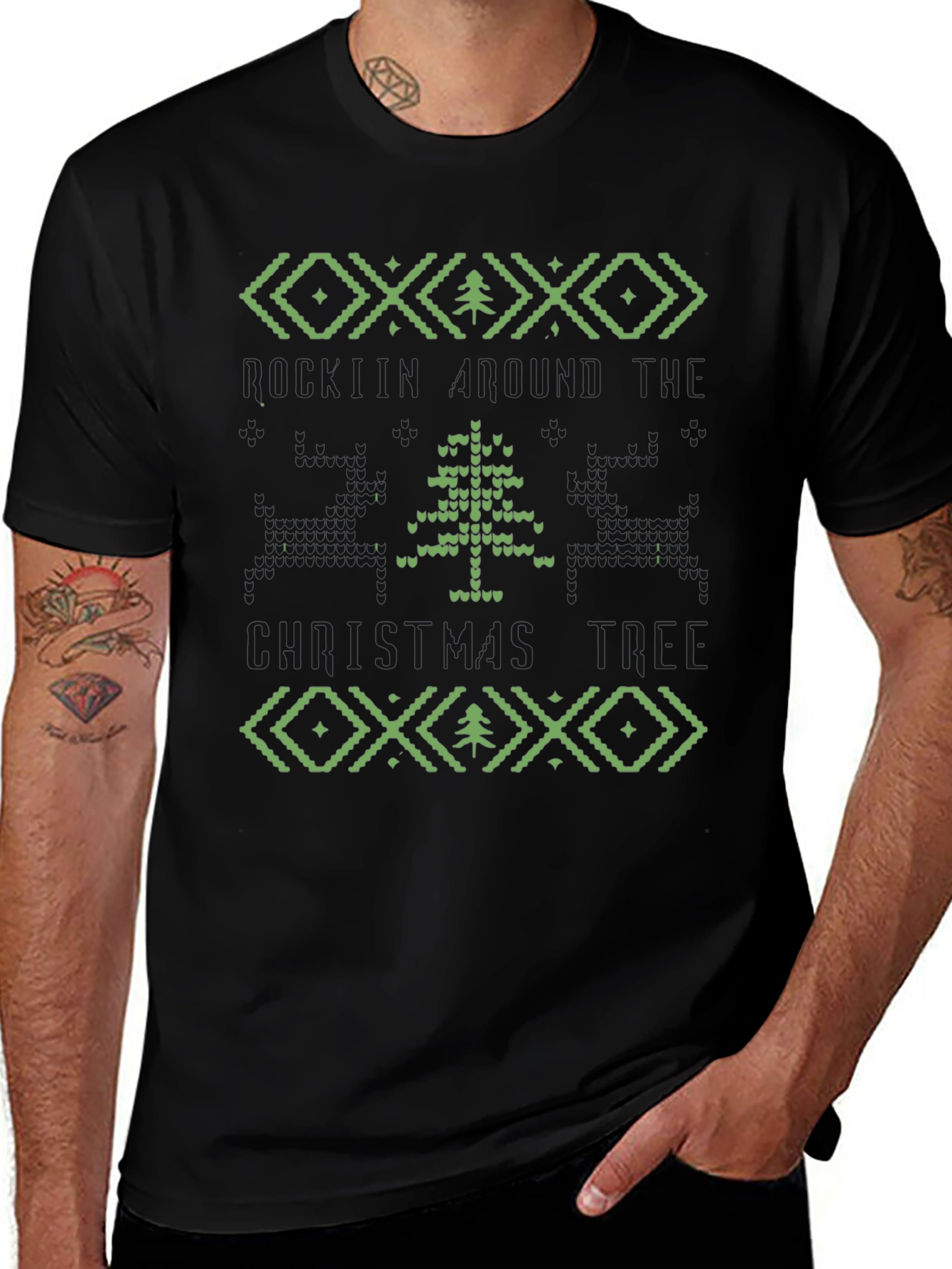 Retro Pixel Holiday Tree T-Shirt