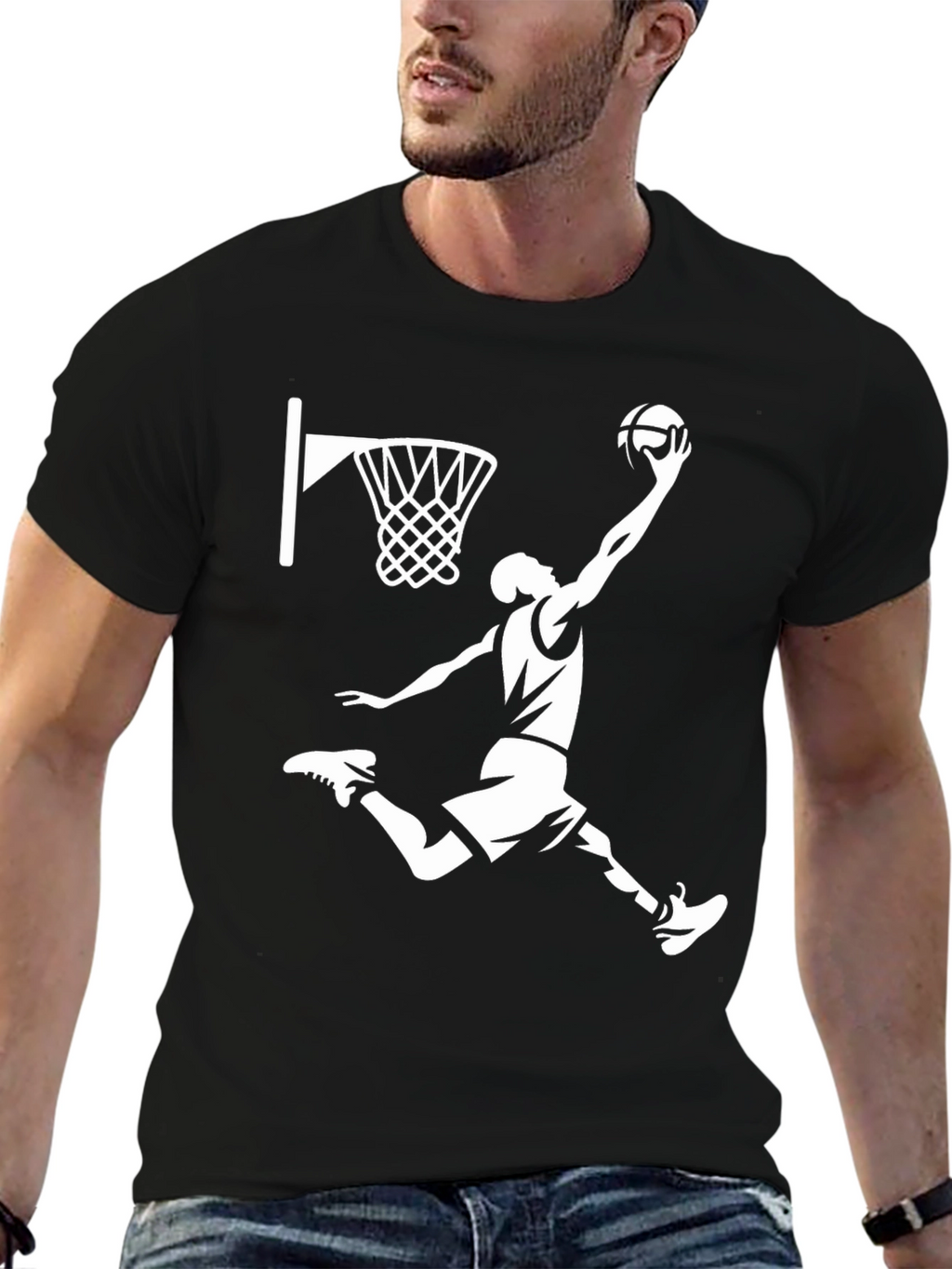 Basketball Player Graphic T-Shirt - Black