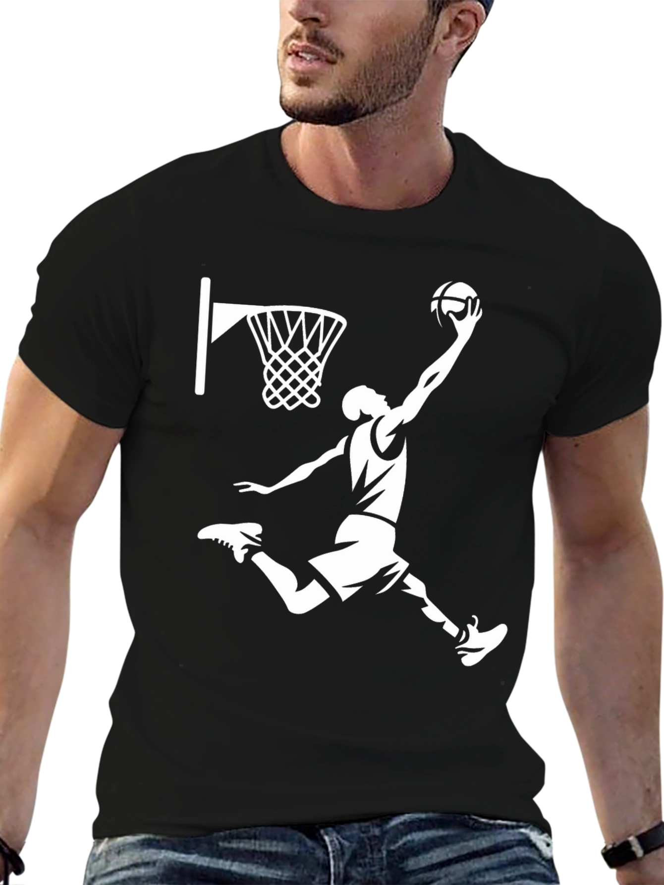 Basketball Player Graphic T-Shirt - Black