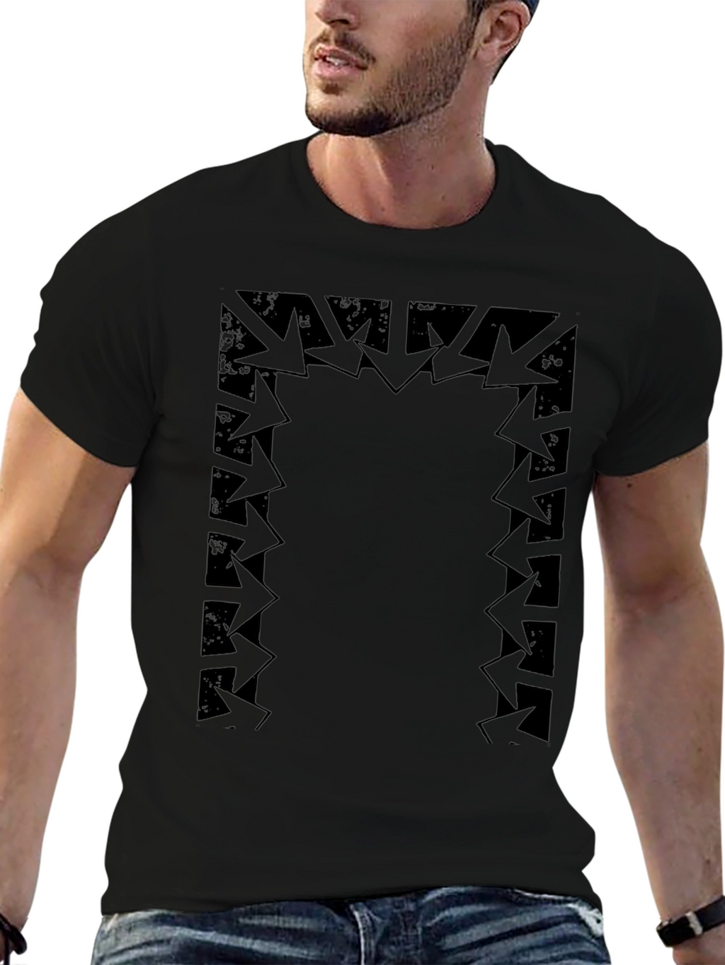 Abstract Arrow Graphic Black T-Shirt