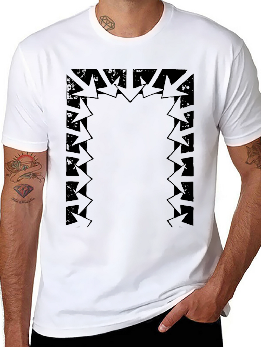 Abstract Arrow Graphic Black T-Shirt