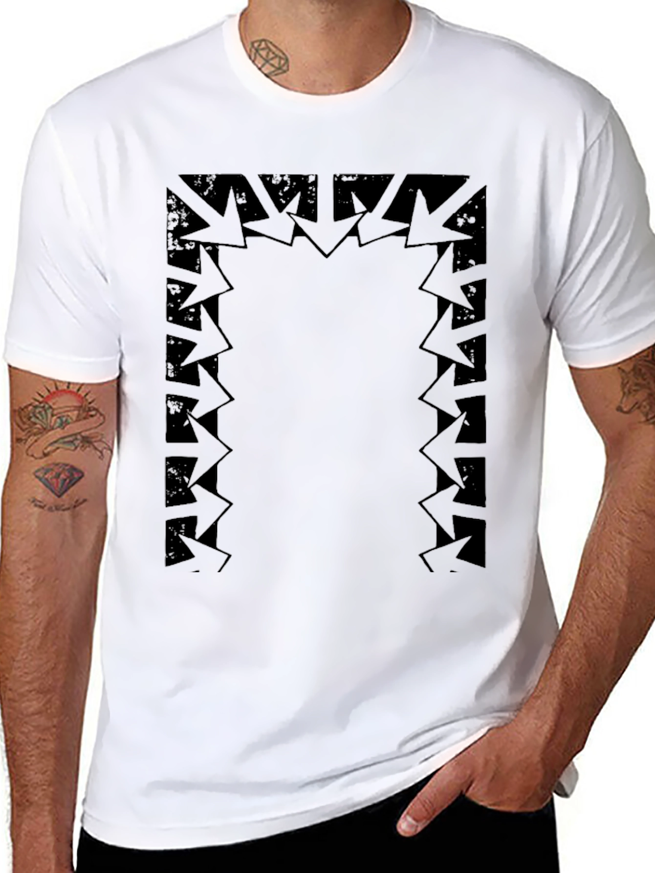 Abstract Arrow Graphic Black T-Shirt