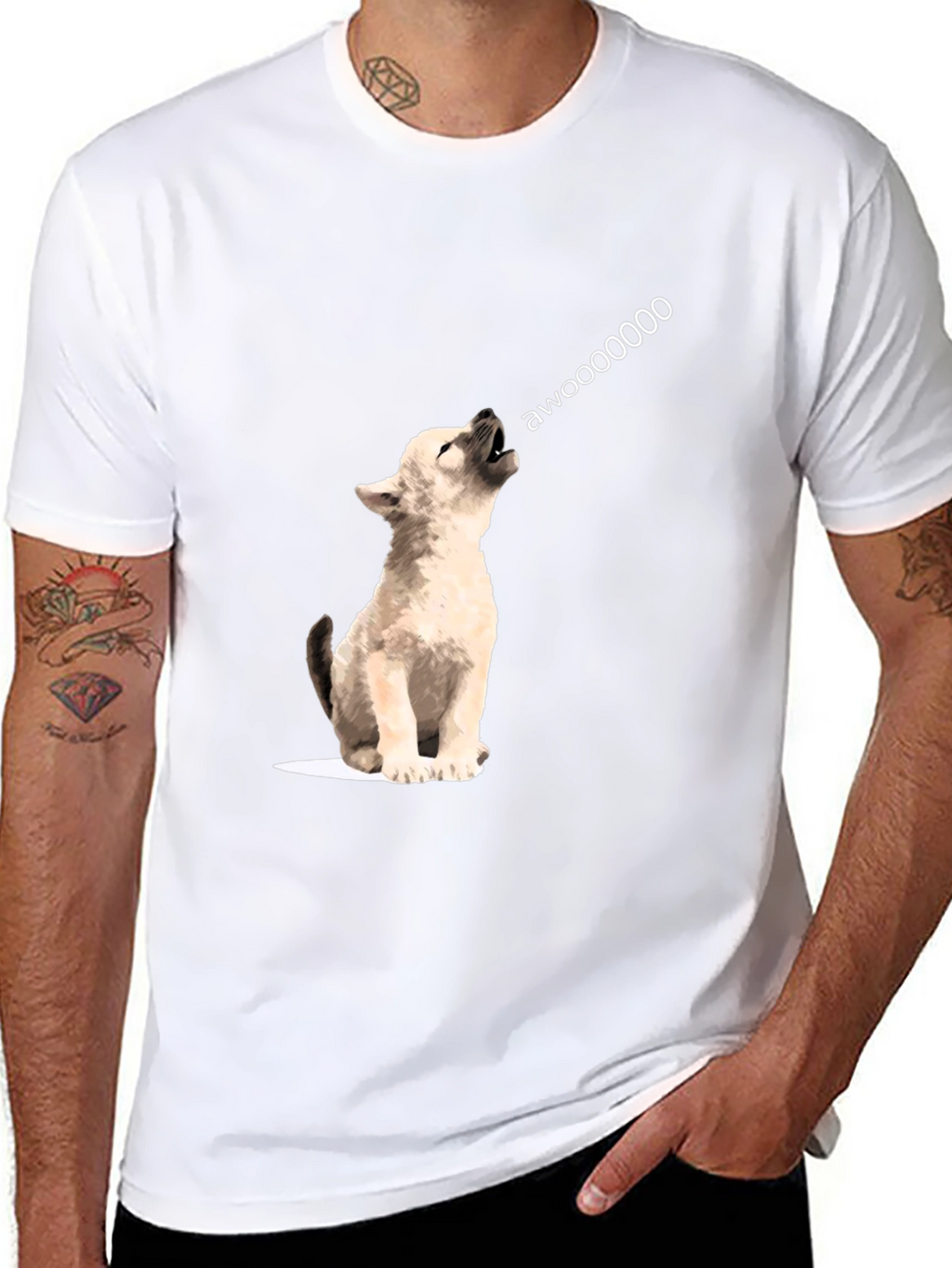 Awoooo Wolf Graphic Tee - Black