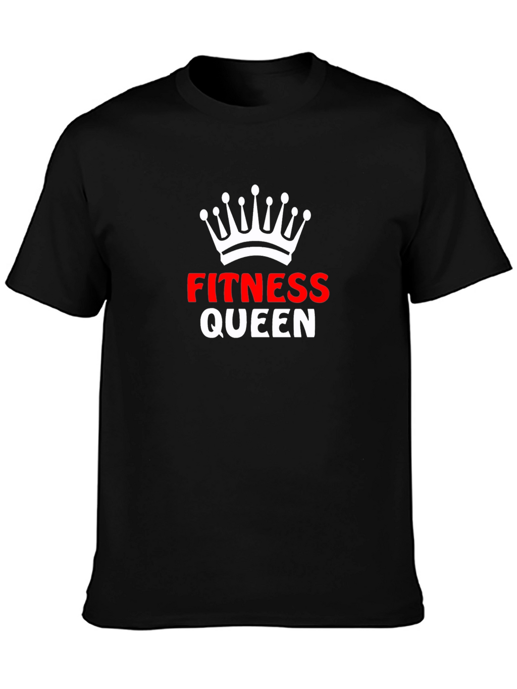 Fitness Queen Black T-Shirt with Crown Graphic