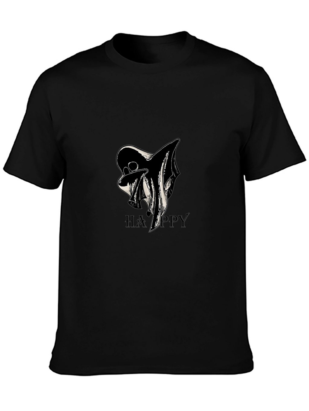 Ghostly Happy Black T-Shirt