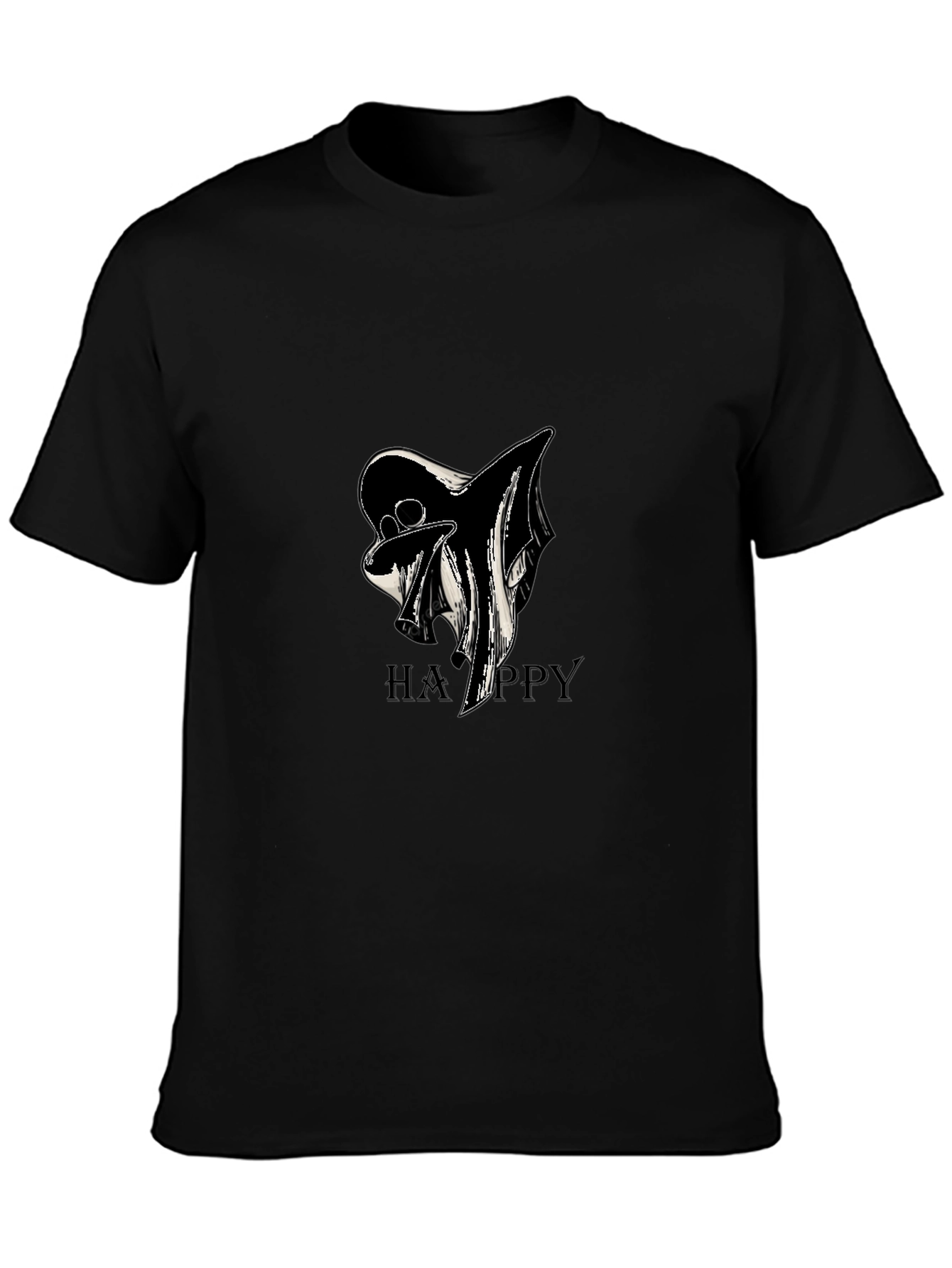 Ghostly Happy Black T-Shirt