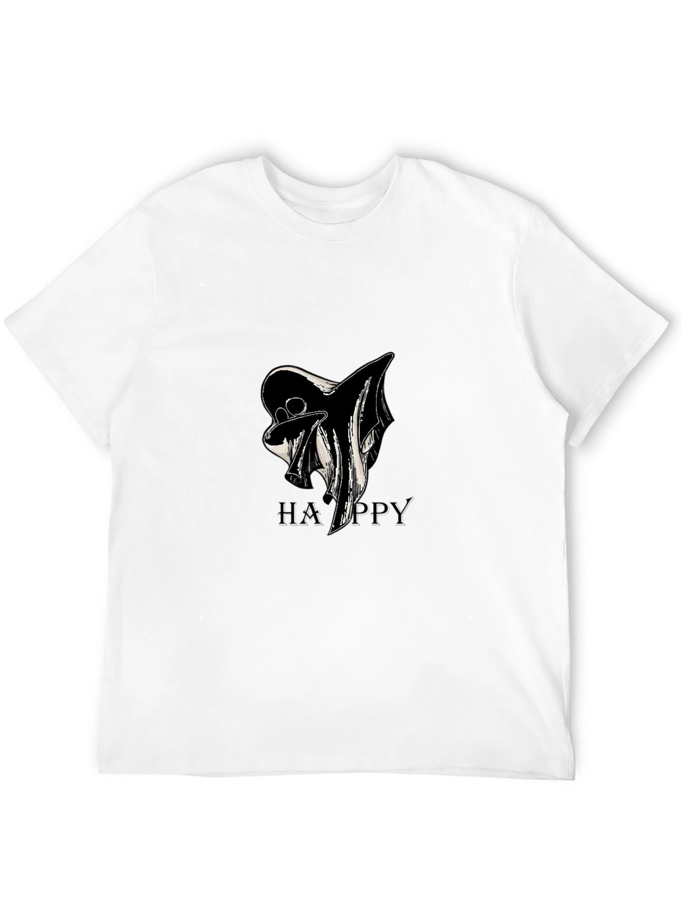 Ghostly Happy Black T-Shirt