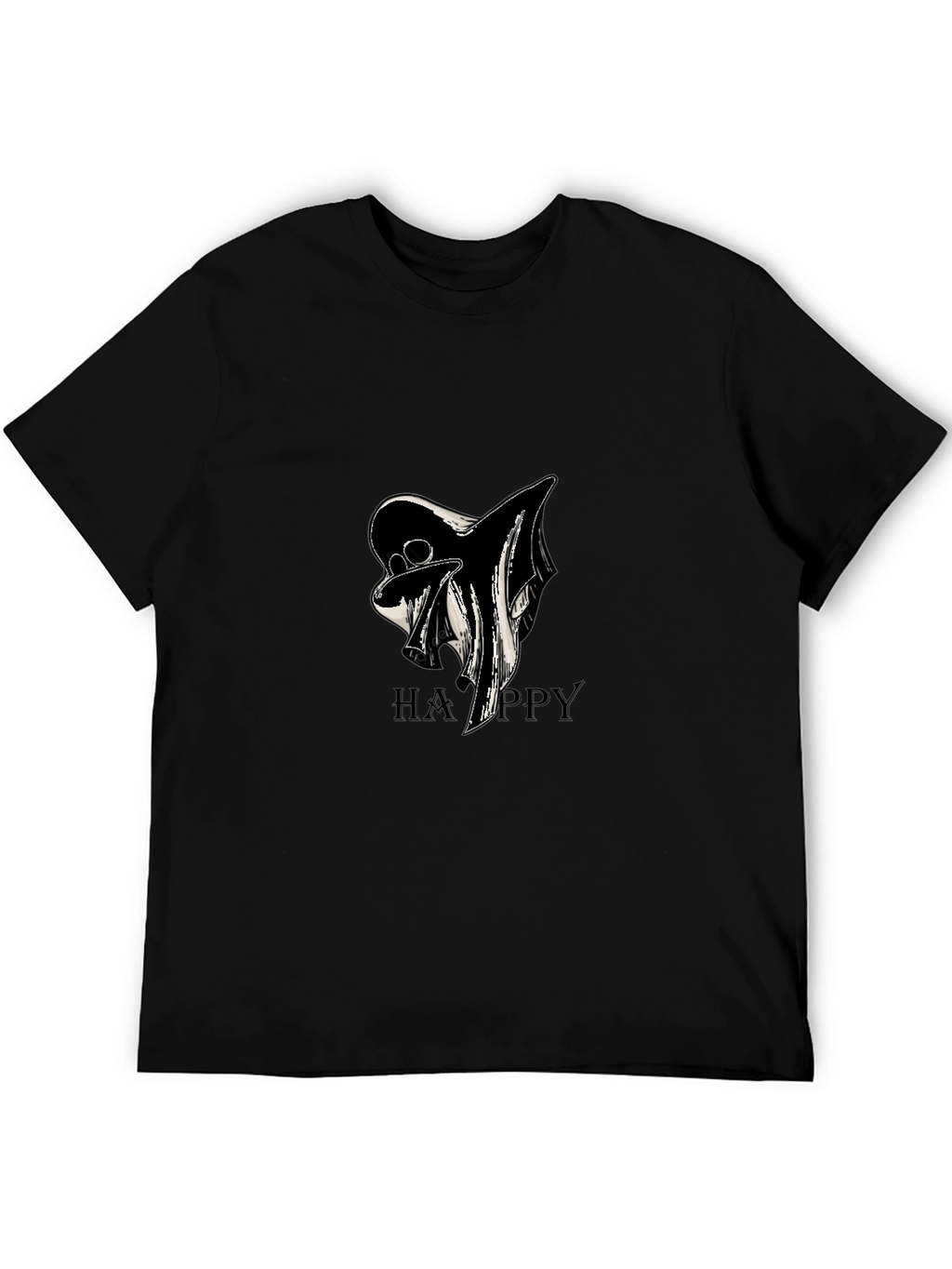 Ghostly Happy Black T-Shirt