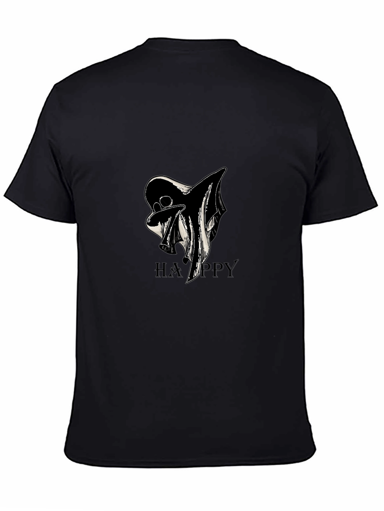 Ghostly Happy Black T-Shirt
