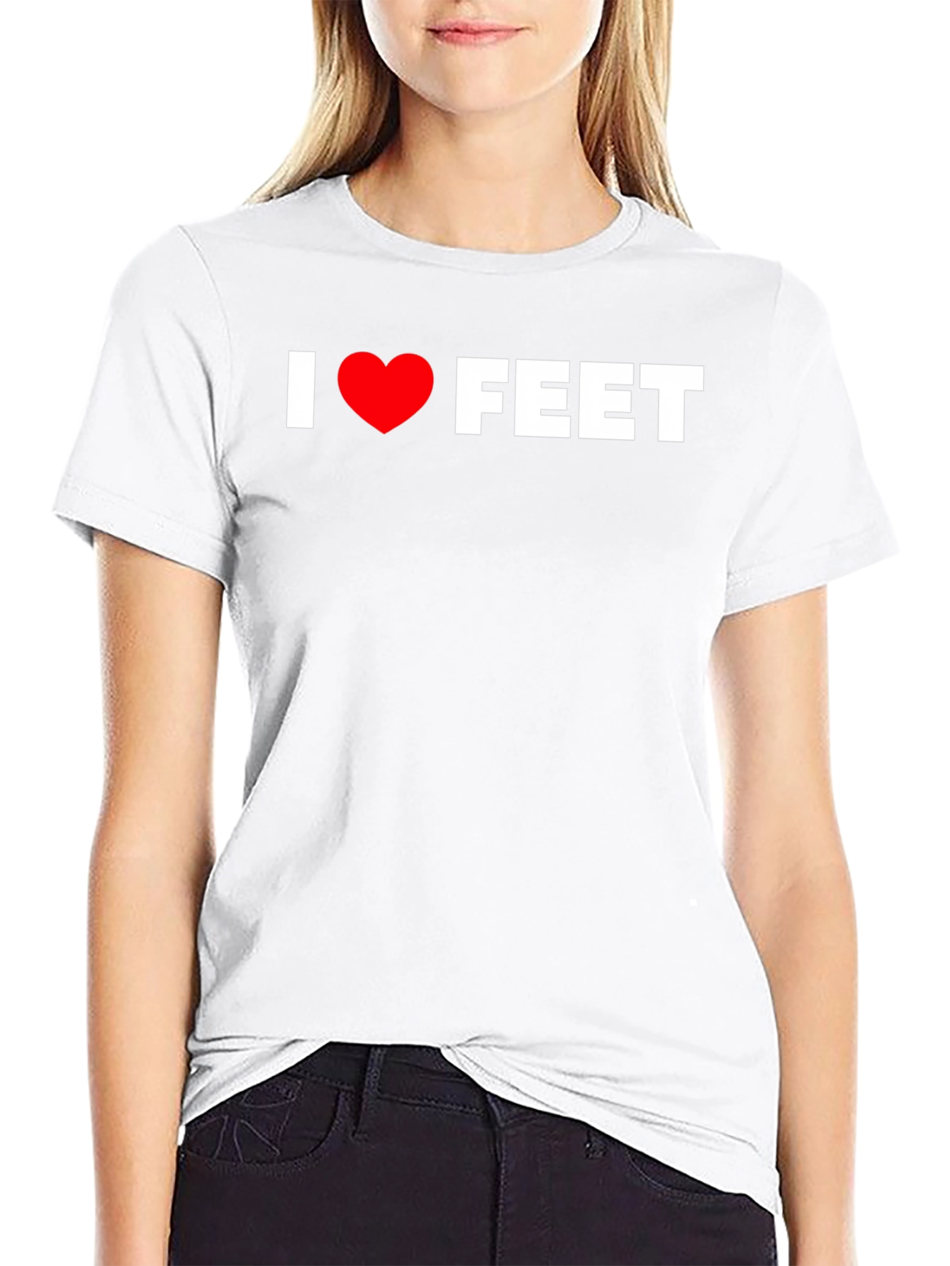 I Love Feet Graphic Tee - Black Cotton T-Shirt