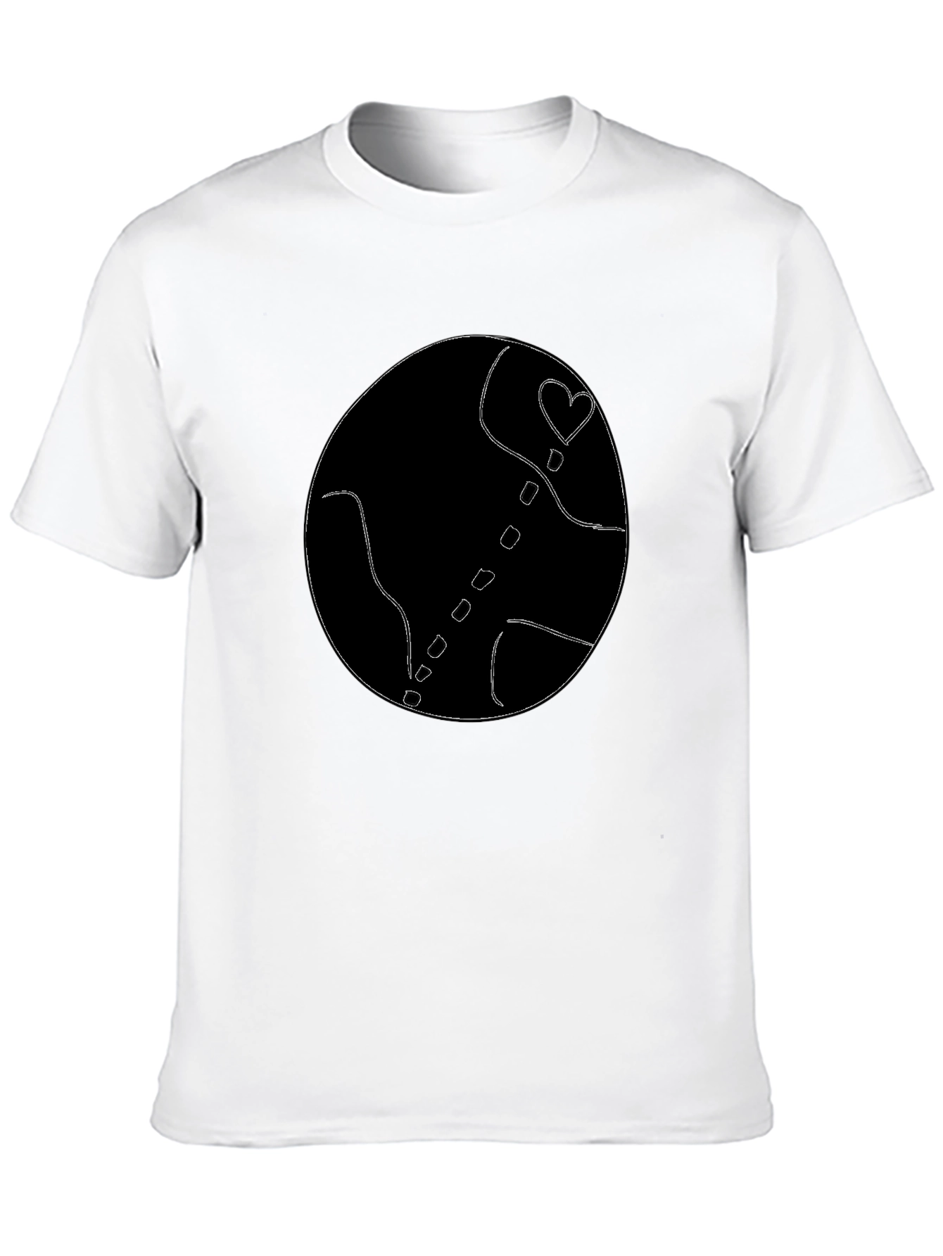 Black T-Shirt with Abstract Heart Globe Design