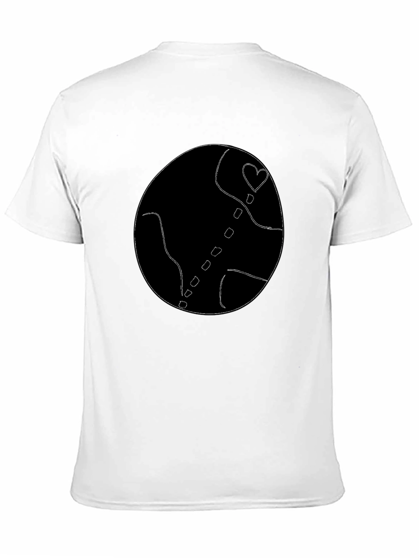 Black T-Shirt with Abstract Heart Globe Design