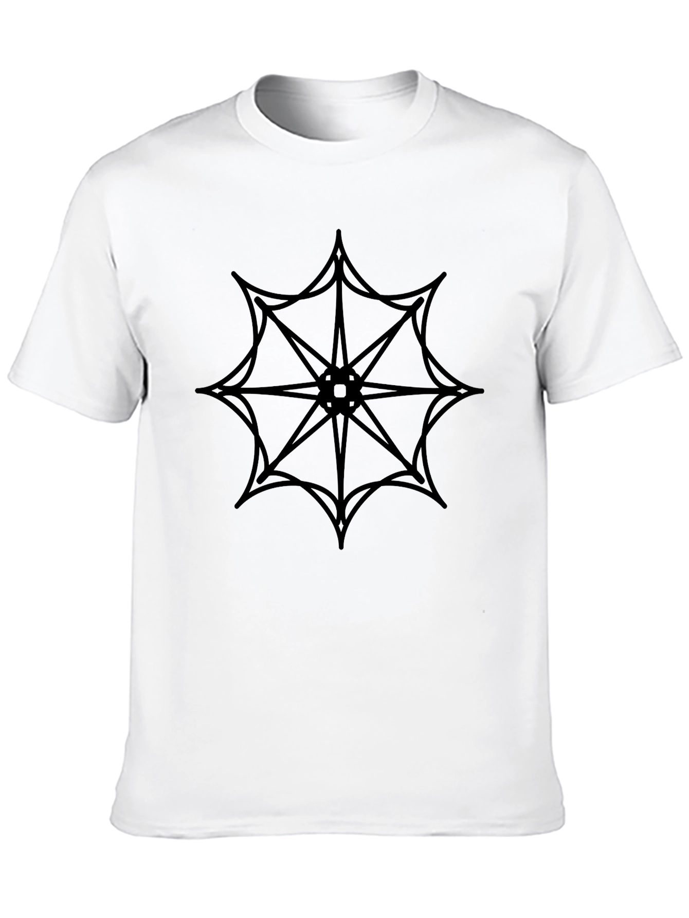 Black T-Shirt with Geometric Web Design