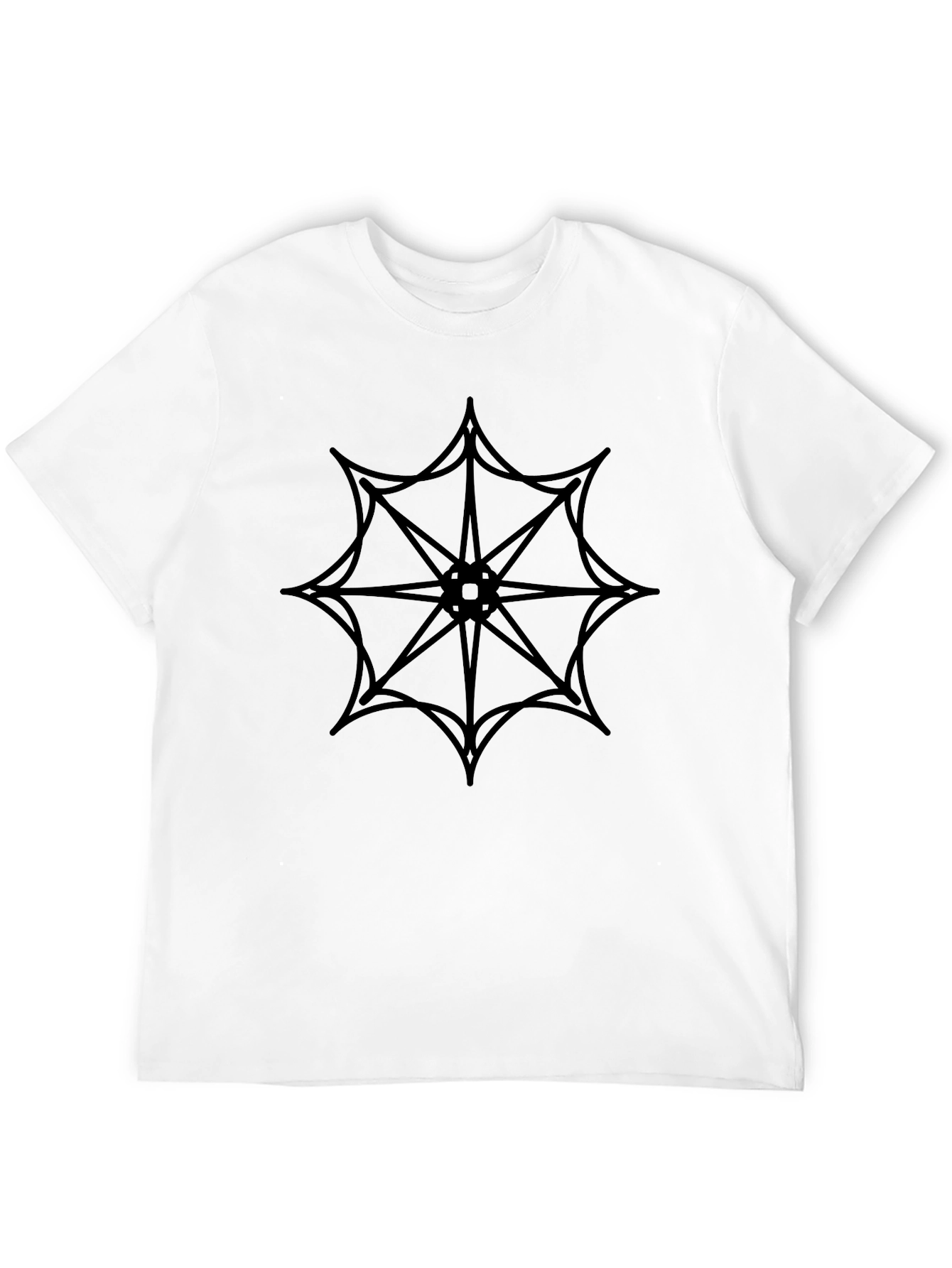 Black T-Shirt with Geometric Web Design