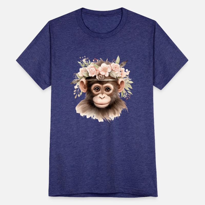 Monkey Chimpanzee Jungle Animal Boho Floral Ape