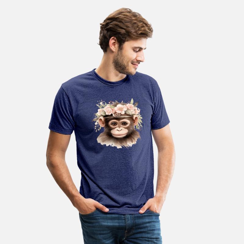 Monkey Chimpanzee Jungle Animal Boho Floral Ape