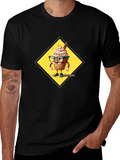 Fun Ice Cream Cone Graphic Tee - Black Cotton