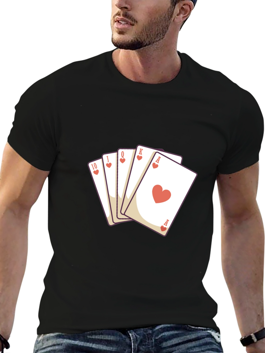 Heart Flush Graphic Tee - Black Cotton T-Shirt