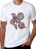 Graphic Bird Print T-Shirt - Unique Artistic Design
