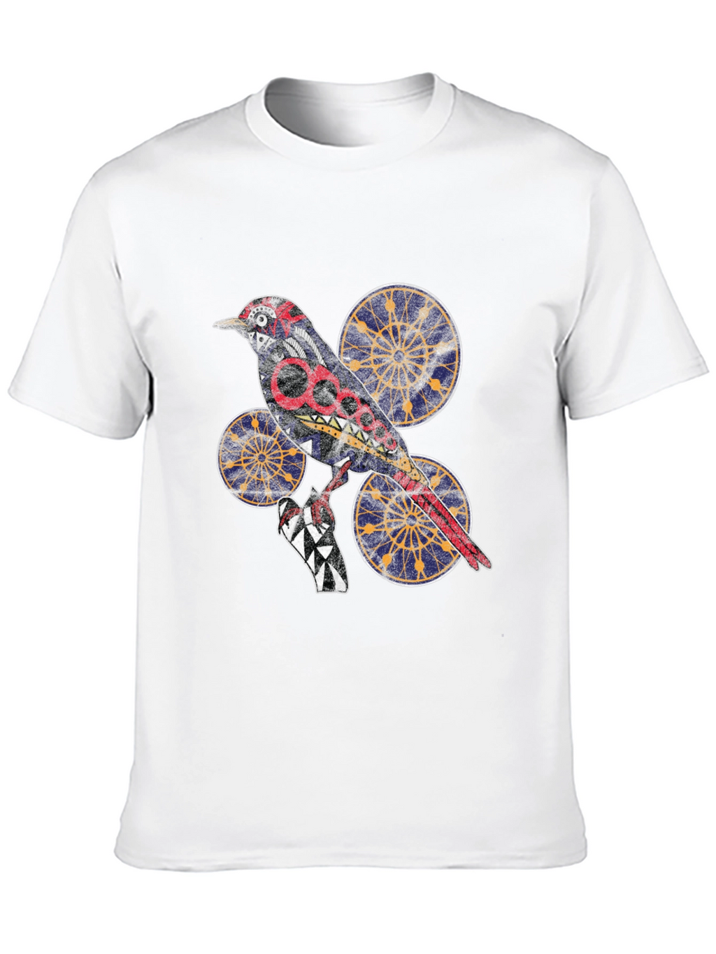 Graphic Bird Print T-Shirt - Unique Artistic Design