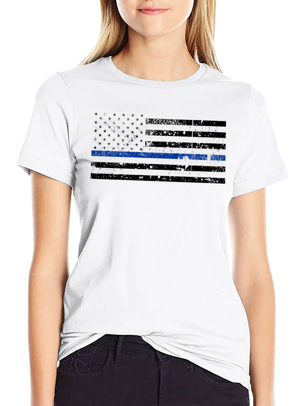 Thin Blue Line American Flag T-Shirt