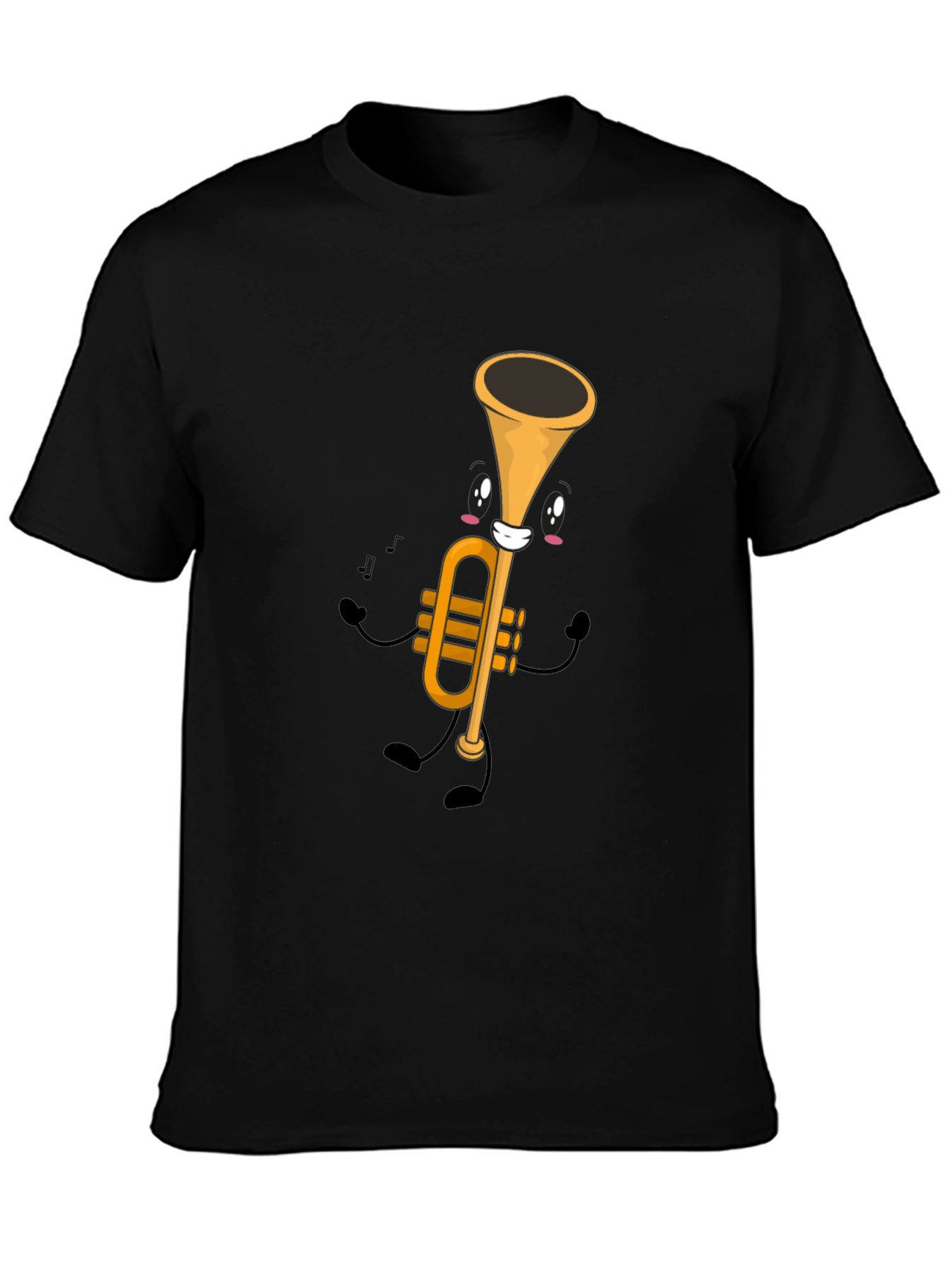 Cartoon Trumpet Graphic Tee - Black