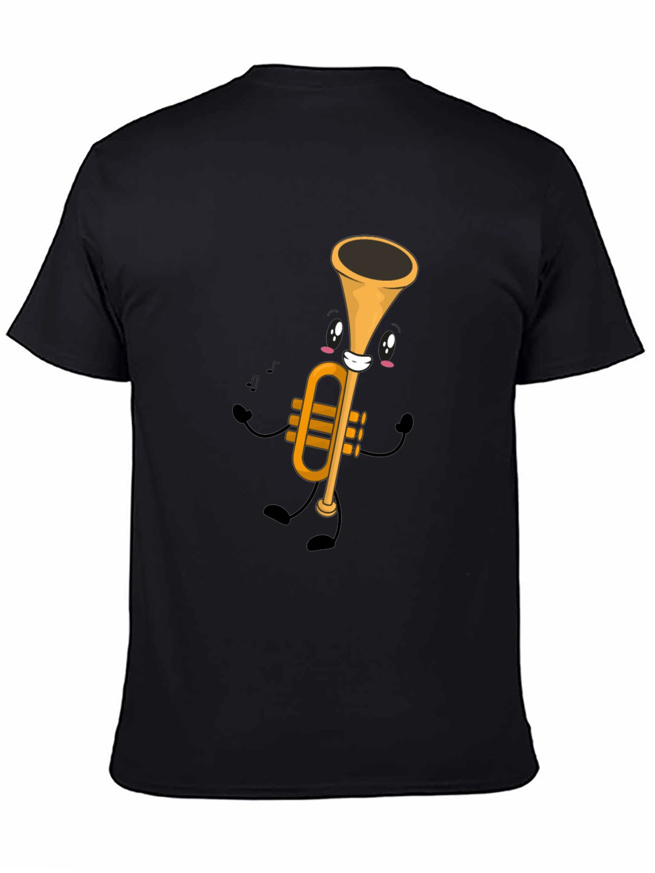 Cartoon Trumpet Graphic Tee - Black