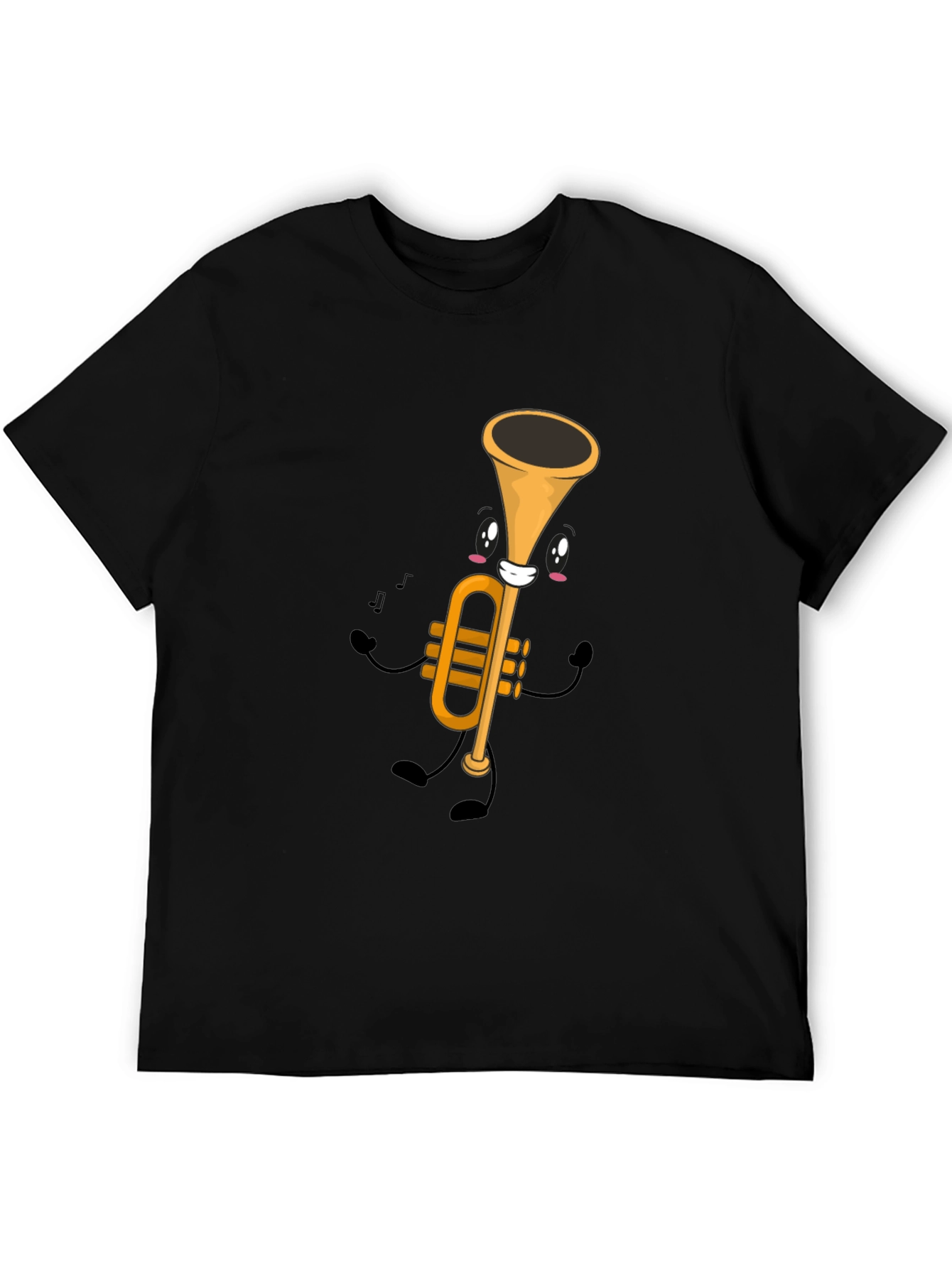 Cartoon Trumpet Graphic Tee - Black