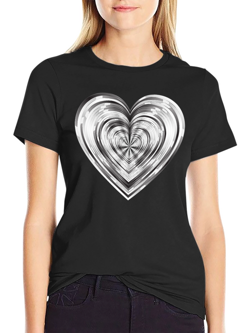 Abstract Heart Graphic Tee - Modern Black T-Shirt