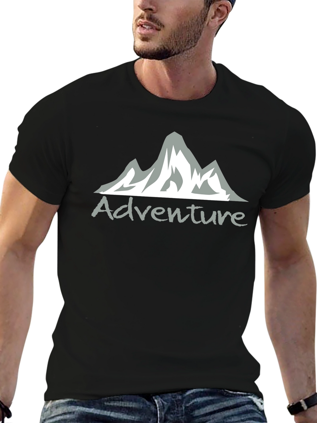 Adventure Mountain Graphic Tee - Black Cotton Blend