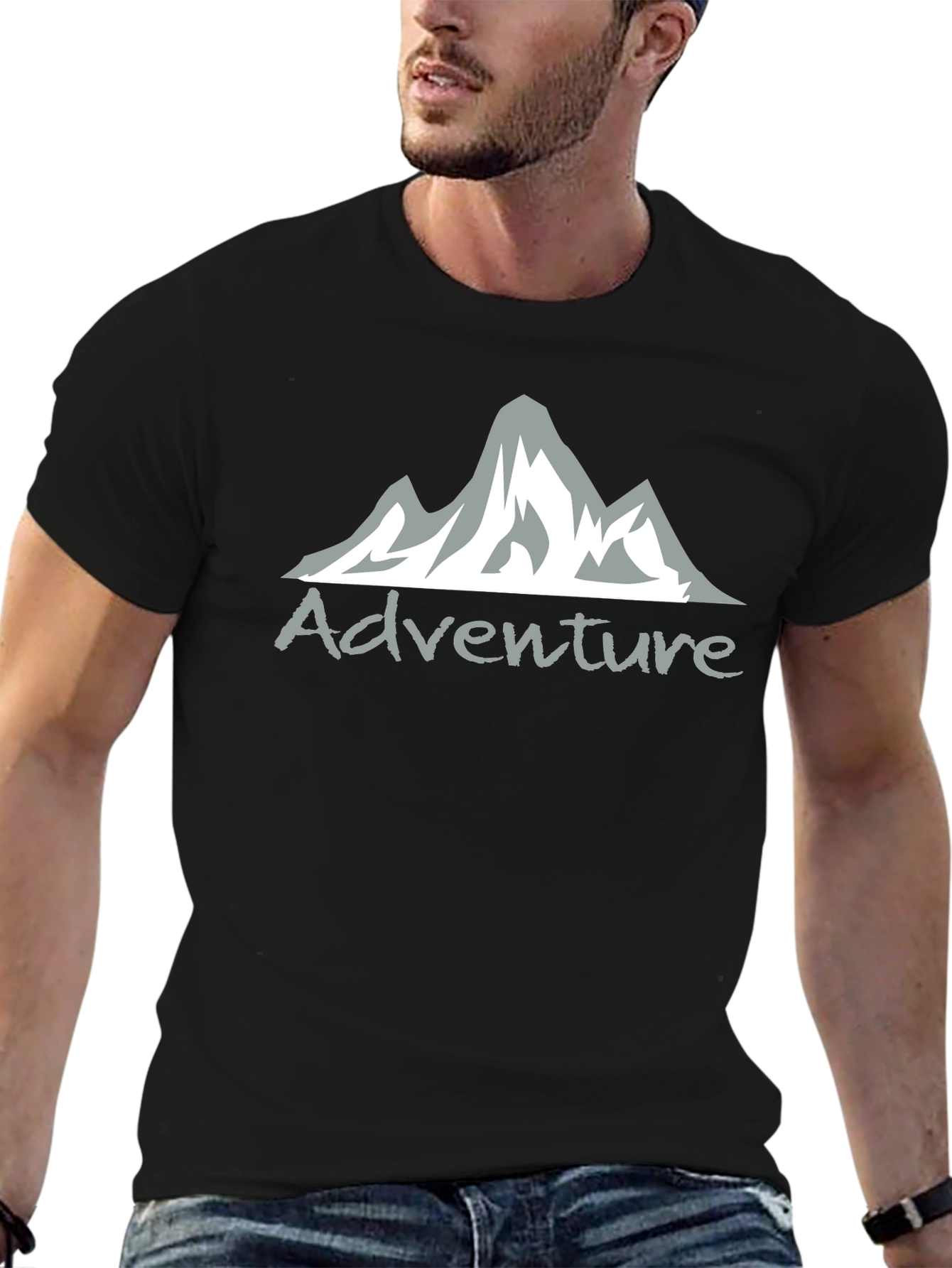 Adventure Mountain Graphic Tee - Black Cotton Blend