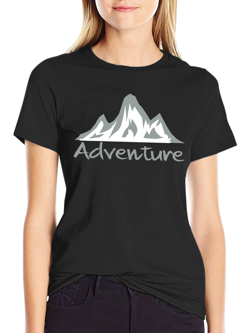 Adventure Mountain Graphic Tee - Black Cotton Blend
